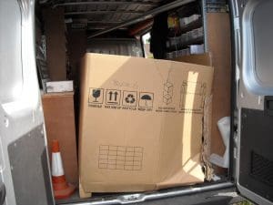 Cardboard box loaded for delivery, warehousing and storage
