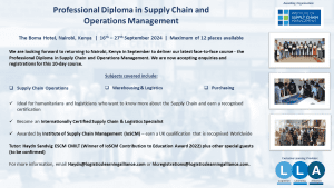 Professional Diploma in Supply Chain and Operations Management - The Boma Hotel, Nairobi, Kenya | 16th – 27th September 2024