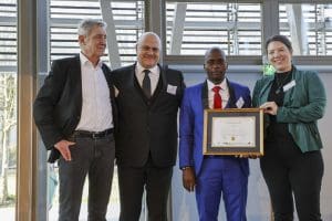 Dro Andre Gonsi collects his Leaner of the Year Award in Berlin, Germany.