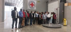 A photograph taken from one of our visits to the ICRC Regional Logistics Center in Nairobi, Kenya, featuring students of our HELM training sessions.